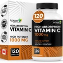 RENEW ACTIVES Maximale Stärke Vitamin C 1000MG pro Servieren – Antioxidant & Immun Booster für Gesamtgesundheit, Knochen, Zähne & Gums – Non-GMO, Sugar-Free, 4-Month Supply – Made in Canada – 120 Kapseln