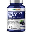 NusaPure Black Currant Seed Oil 1605 mg Gamma Linoleic Acid (GLA) 15% 180 Softgels (Non OGM, Soyfree)