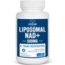 Liposomal NAD+ 500 mg + Trans-Resveratrol 300 mg, Überlegene Absorption Wahre NAD Ergänzung Effizient für Zelluläre Energie Metabolismus und DNA-Reparatur, 60 Softgels