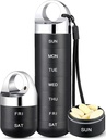 Zannaki Metall Reise-Pille Organizer, Portable Wasserdicht Wöchentliche Pille Box, Große Aluminiumlegierung Pille Case Container, BPA Kostenlose 7 Tage tägliche Medizin Organizer Halter für Vitamin, Fischöl, Supplement