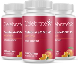 Celebrate Vitamins CelebrateONE 45 Chewables, 45mg Eisen - Einmal täglich Bariatric Multivitamin, Essential Vitamins & Minerals - Magen-Bypass & Sleeve Gastrectomy Supplement - Tropical (90 Tabletten)