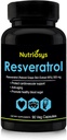 Resveratrol 500mg Ergänzung | Resveratrol Kapseln für Antioxidans Unterstützung & Cellular Health | Nahrungsergänzungsmittel für Männer & Frauen | 90 Veg Kapseln für allgemeine Wellness