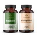 HERBAMA Rhodiola Rosea und Ashwagandha Kit - Bundle von 1000 mg Rhodiola Rosea Kapseln &1500 mg Ashwagandha Wurzelkapseln - Vegan, Non-GMO, Gelatin-Free - 2 Pack
