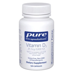 Reine Kapseln Vitamin D3 25 mcg (1.000 IU) - Ergänzung zur Unterstützung von Knochen, Gelenk, Brust, Herz, Colon & Immune Gesundheit - mit Premium Vitamin D - 120 Kapseln