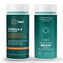 iwi Omega-3 Sport & Brain Omega-3 Bundle, 30 Servierungen, Vegan pflanzenbasierte Algen Omega 3 mit EPA + DHA, Krill & Fisch Öl Alternative, keine Fishy Nachgeschmack