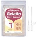 Größe 1 Leere Gelatine Kapseln mit 2 Micro Spoons - 100 Count Leere klare Kapsel - Gel Pillen Kapseln für Pulver Ergänzungen