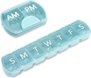 2 Pack (Weekly & Daily), 2 Mal pro Tag (AM/PM) + 7-tägige Pille Organizer, Vitamin Planner, Große Kapazität Pillen Box Set, Reise Pillen Fall für Medikamente / Vitamine /Fische Öle / Ergänzungen, Blau