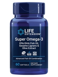 Life Extension Super Omega-3 EPA/DHA Fish Oil, Sesam Lignans & Olive Extract – Herzgesundheit, Gehirngesundheit, Entzündungsgesundheitsunterstützung, Cholesterol Health Support, Glutenfrei, Non-GMO, 60 Softgels