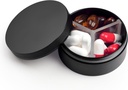Small Pill Case 3 Komponenten, Metall Runde Tragbare Pille Box, Wasserdichte Reise Pille Organizer, Pocket Purse Medizin Vitamin Holder EDC Container (schwarz)