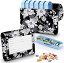 Pill Organizer Fall, Wöchentliche Reise Pille Case Medication Reminder Daily AM, Day Night 7 Compartments,für 4 Mal am Tag, 7 Tage pro Woche-Inklusive Elegante gedruckte Leder Tragetasche