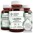 Natural Nutra Soy Lecithin 1200 mg Nahrungsergänzungsmittel - Gehirnfunktion, Lebergesundheit, Hepls Brustgesundheit, Memory Boosting Supplement - Glutenfrei, BPA-frei, 100 Softgel in recycelbaren Glasflaschen