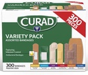 CURAD Assorted Bandages Variety Pack, 300 Count, 6 Styles Inklusive antibakterielle, wasserdicht, Sheer, Kunststoff, Heavy Duty & Flex-Fabric, Schützt Scrapes, Cuts & Burns, Latex-Free