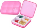 Portable Pill Organizer - Slim Pill Box für Geldbörse oder Reise, Kompakte Pille Case(4+6 Compartment,Pink)