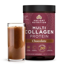 Antike Ernährung Collagen Peptide Pulver, Multi Collagen Protein, Frauen & Männer, Vitamin C, Probiotika, hydrolysiertes Kollagen, Unterstützt Haut, Gelenke, Gut Gesundheit, Schokolade, 24 Servierungen