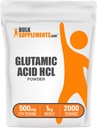 BulkSupplements.com L-Glutamic Acid HCl Powder - Amino Acid Supplement, Glutamate Supplement - für Gut Health, Glulten Free, 500mg pro Servierung, 1kg (2.2 lbs) (Pack von 1)