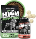Bully Max 24/14 High Protein Puppy Food (5lbs.) und Welpen Vitamine (30 kaubare Tabs) für Entwicklung & Wachstums Bundle – Muskel, Immune, Knochen & Verdauungsunterstützung in kleinen und großen Zuchtpuppen