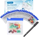 Serfeymi 32 Stück Reißverschluss Pillen Pouches Organizer Plastiktüten 3 X 3 Zoll 12 mil Selbstversiegelung mit Slide Lock Schreibbares Label Translucent Travel Medicine Aufbewahrungstasche Case und 1 Stück Marker-Blue