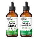 Wild & Organic Sea Moss Tinkture 4 fl oz & Sting Nettle Root Tinkture 4 fl oz