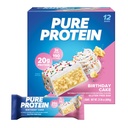 Pure Protein Bars, High Protein, Nutritious Snacks, um Energie zu unterstützen, Low Sugar, Glutenfrei, Geburtstagskuchen, 1.76 Unze, Paket von 12 (Packaging May Vary)