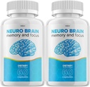 (2 Pack) Neuro Gehirn- und Fokusergänzung, Neuro Hirngedächtnis Fokus und kognitive Unterstützung, Neuro Gehirn Pillen Nootropic NeuroBrain zu erhöhen Gedächtnis Neuro Gehirn Vitamin (120 Kapseln)