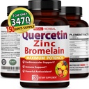 Premium High Purity Quercetin 98% mit Bromelain Kapseln für maximale Potenz mit grünem Tee Ashwagandha - Unterstützt Gesamte Gesundheit Stärke Energie - 150 Tage Versorgung