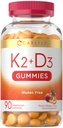 Carlyle Vitamin D3 K2 Gummie | 90 Count 5,000 5.000 IU von D3 + 100 mcg MK7 | Vegetarisch, Non-GMO und Glutenfreie Vitaminergänzung
