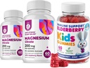 Elderberry-Gummien für Kinder und Magnesium 200 mg Gummis Sugar-Free - Gesunde Immunsystem Booster und Health Support mit Elderberries Extrakt mit Magnesium-Kalk-Schuhe für Kinder & Erwachsene Zuckerfrei