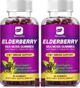 (2 Pack Elderberry Gummies & Irish Sea Moss, Organic Sambucus Elderberry Gummy with Seamoss, Zinc, Vitamina C, D3, Multivitamin Elderberry Vitamins - Sugar-Free