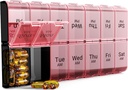 COLORWING AM PM Extra Large Pill Organizer, XL 7 Tage Pill Organizer 2 Mal pro Tag, Wöchentliche tägliche Pille Fall, Tag Nacht übergroße Medizin Box, Vitamin Holder, Big Pill Container (Pink)