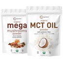 Mikro Zutaten Bio-Mega Pilzpulver 10oz & Bio-MCT-Öl-Pulver 1lb Bundle 2 Pack | 10 in 1 Pilz-Komplex | C8 MCT Öl, Pflanzliche Creme