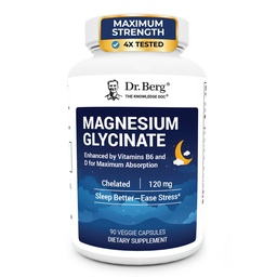 Dr. Berg Maximum Strength 4-in-1 Chelat Magnesium Glycinat mit sauber, Potent & Pure Zutaten | 4X Lab-Tested & Verified | USA Formulierte Magnesium Supplement Kapseln | 90 Kapseln