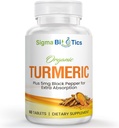 Organic Turmeric Curcumin Supplement - Joint & Immune Health Support Supplements - 700 mg Organic Turmeric mit schwarzem Pfeffer für einfache Absorption - Non-GMO & 2 Monate Versorgung - 60 Tabletten