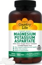Country Life Magnesium und Kaliumergänzung für Herzgesundheit, Herz-Kreislauf-Unterstützung, Immunsystem und Knochengesundheit, Glutenfrei