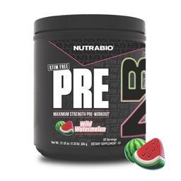 NutraBio STIM-Free PRE Workout für Männer, Neue Formel | Laser Focus, Extreme Pumps | Performance, Endurance | 10g Citrulline, Beta Alanine, Nitrate, Nootropics, Elektrolyte - 20 Portionen Wassermelone