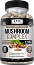 Kaya Naturals Premium Pilz Complex Potent - Pilz Complex Kapseln 1330mg pro Servieren - Aids Mental Clarity unterstützt Immunsystem, Wellness & Vitalität - 60 Count