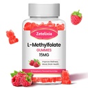 L-Methylfolat 15mg & Methyl B12 Gummie, Folat-Ergänzung für Gehirngesundheit, Stimmung & Immunität, DNA-Synthese & Repair, Sugar Free, Vegan, Raspberry Flavor, 60 Count