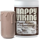 Happy Viking Cookies and Cream Plant Protein Powder, Erstellt von Venus Williams, 20G Protein, Low Carb, Keto, Vegan, Glutenfrei, Non-GMO, Superfoods, Complete Meal Replacement, 1 Canister