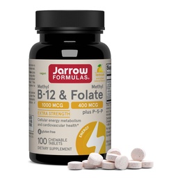 Jarrow Formeln Methyl B-12 1000 MCG und Methyl Folate 400 MCG, Extra Strength, Cellular Energy Metabolism and Cardiovascular Health Formula(1) Mit P-5-P, 100 Kautabletten, Bis zu einem 100-Tage-Versorgung
