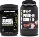 NutraBio Creatine Monohydrate, Unflavored, 300g und Whey Protein Isolate, Schokolade getippt Macaroon, Supplement Bundle - Muskelenergie, Lean Muskelwachstum, Erholung und Stärke