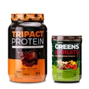 Nutrologie TRIPACT Protein Pulver, 7-in-1 Meal Ersatz Shake, Creamy Chocolate (40 Servierungen) Greens & Fruits Powder-Naturally Sourced Superfood, Schokolade (30 Servierungen)