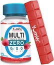 YUM-V'S Multivitamin Zero Gummis von YumVs | Zuckerfreie Vitamin-Ergänzung für Frauen und Männer | Chrom, Thiamin, und Magnesium | Natürliche Himbeer-Flamour Chewables - 60 Count - Red Pillbox