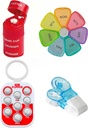 Ensemble d'accessoires médicamenteux ultimes – Pull Popper Tracker, 4-en-1 Pill Cutter & Grinder, Easy Pill Remover et Extra-Large Weekly Pill Organizer – parfait pour les aînés et les aidants