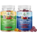 Bundle of Kids Multivitamin Gummis für Immunität Unterstützung mit Vitaminen A C D3 E B und Zink und Kinder Magnesium Gummis - Beruhigen Sie sich entspannende Mag Citrate mit Himbeer Flavor für Nerve & Heart Health