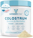 WONDERCOW Colostrum Supplement Pulver für Gut Gesundheit, Immununterstützung, Muskel Erholung & Wellness | Natürliche IgG reine ganze Bovine Colostrum Superfood, Unflavored, 60 Portionen