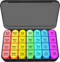 Zoksi 7 Day Pill Organizer 4 Mal pro Tag, Wöchentliche Pille Box, Reise Pille Fall, Tägliche Medizin Organizer, Medikamentenbehälter mit 28 tragbaren Komponenten für Fischöle, Vitamine oder Ergänzungen (schwarz)