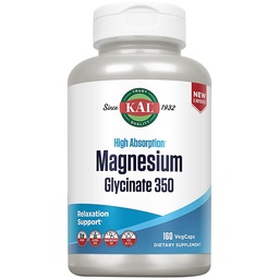 KAL Magnesium Glycinat Kapseln, Voll Chelat Magnesium Bisglycinat, Hohe Absorption Magnesium-Ergänzung, Gesunde Knochen, Muskel, Entspannung und Stress-Unterstützung, Non-GMO 160 zählen