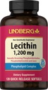 Lindberg Lecithin 1200mg Supplement | für Männer & Frauen | 120 Softgel Kapseln | Phospholipid Complex | Non-GMO, Glutenfrei