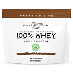 Muscle Feast 100% Gras Fed Whey Protein Powder, All Natural Hormon Free Paure Raised Whey Protein Powder for Women & Men- Whey Concentrate, Isolate & Hydrolyzed Protein Powder Blend - Schokolade, 2lb