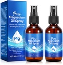 Magnesium Öl Spray, reines Magnesiumöl für Füße,100% natürliches und organisches Magnesium-Spray Glasflasche, einfach zu absorbieren und zu verwenden, topisches Magnesiumöl (4 Fl Oz,Pack von 2)