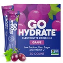 GoHydrate Instant Hydration Powder Packets - Low Sodium Electrolytes Drink Mix - Natürliche Hydration Unterstützung, Sugar Free Electrolyte Flavored Powder Drink mit Vitamin D, 30 Packungen, Trauben